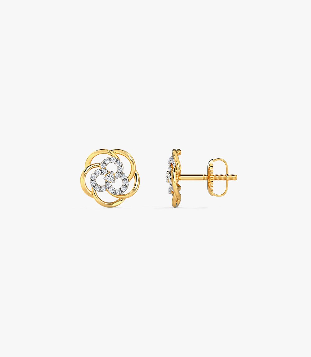 Floweret Cluster Diamond Stud Earrings - Image 3