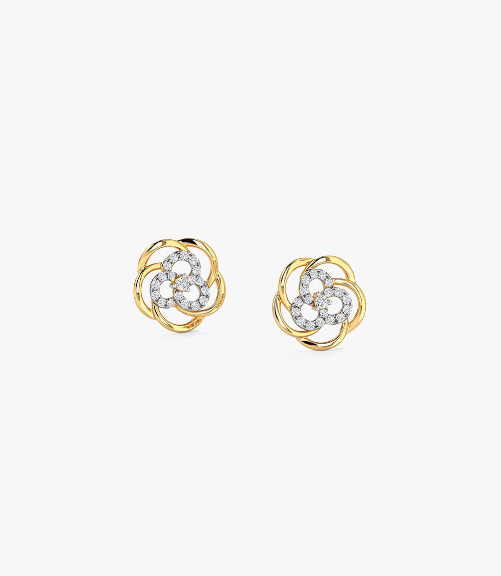 Floweret Cluster Diamond Stud Earrings - Image 4