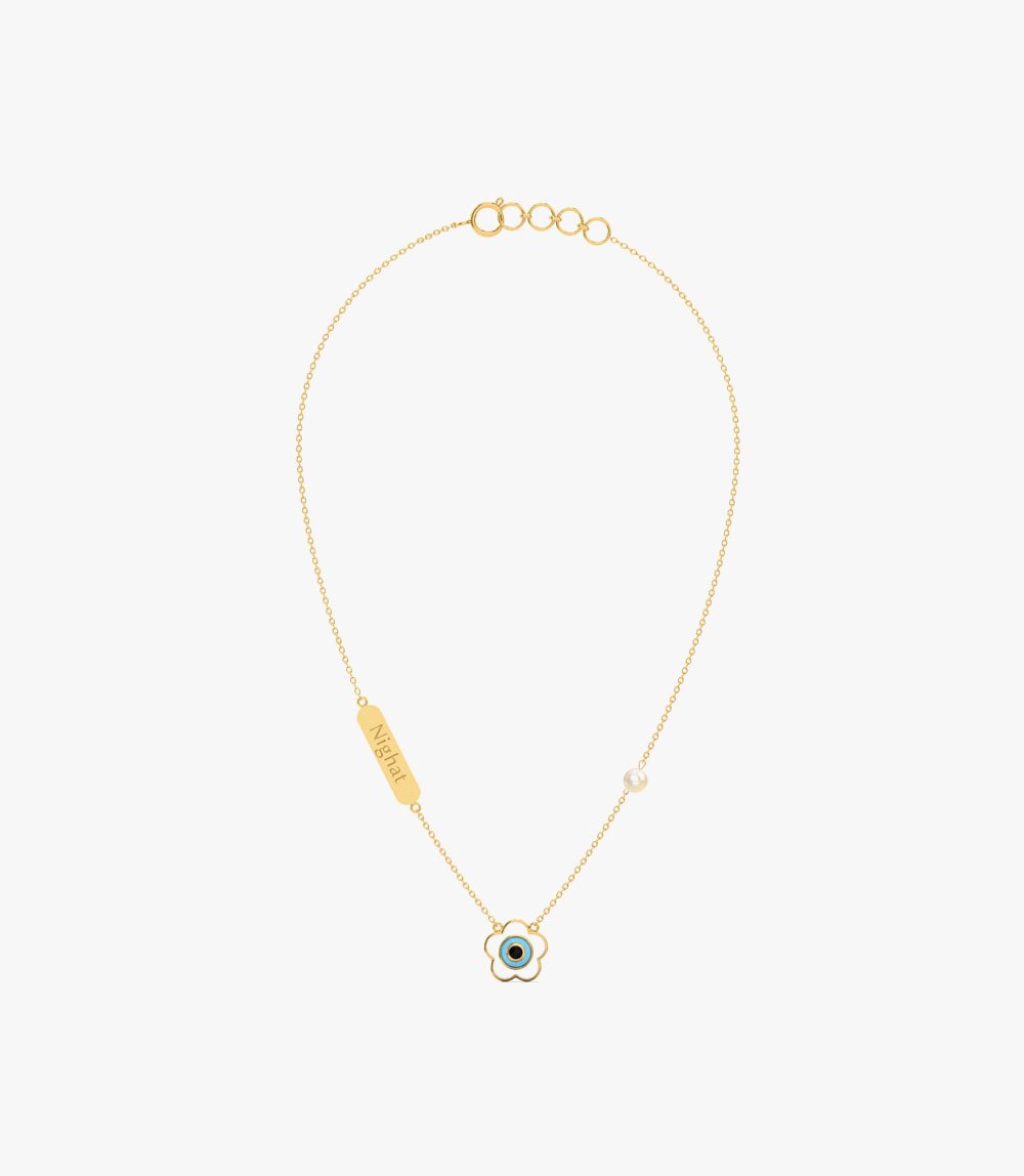 Flower Evil Eye Diamond Chain Pendant - Image 3