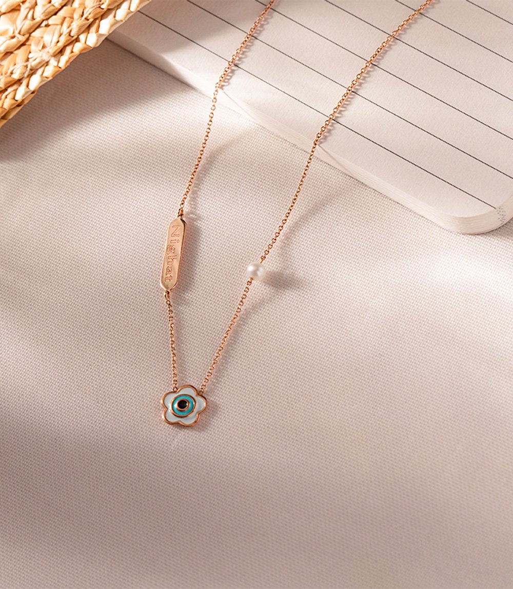 Flower Evil Eye Diamond Chain Pendant - Image 4
