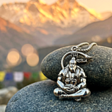 Silver Hanuman Necklace on Mountain Stone