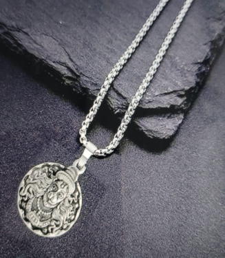 Silver Hanuman Ji Pendant with Box Chain