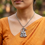 women wearing hanuman necklace